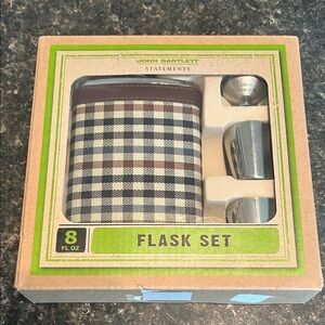 John Bartlett Statements Plaid Flask Set - Black and Brown